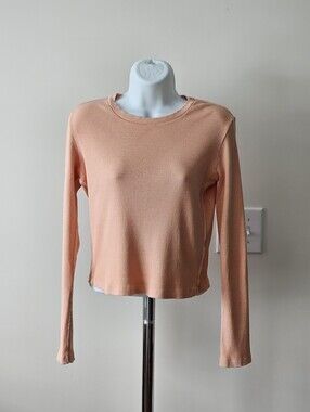 AMO Slim Rib Tee Peach Size Medium